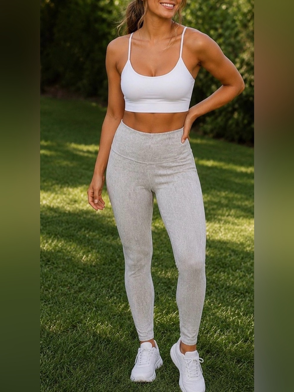 ALO Yoga Light Grey High-Waist Ribbed Leggings